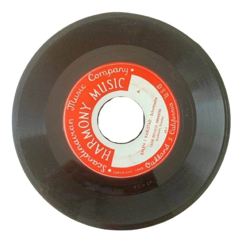Tage Ekvalls Orkester Balen I Karlstad Sol O Sommar 45 RPM Harmony 1948 Swedish